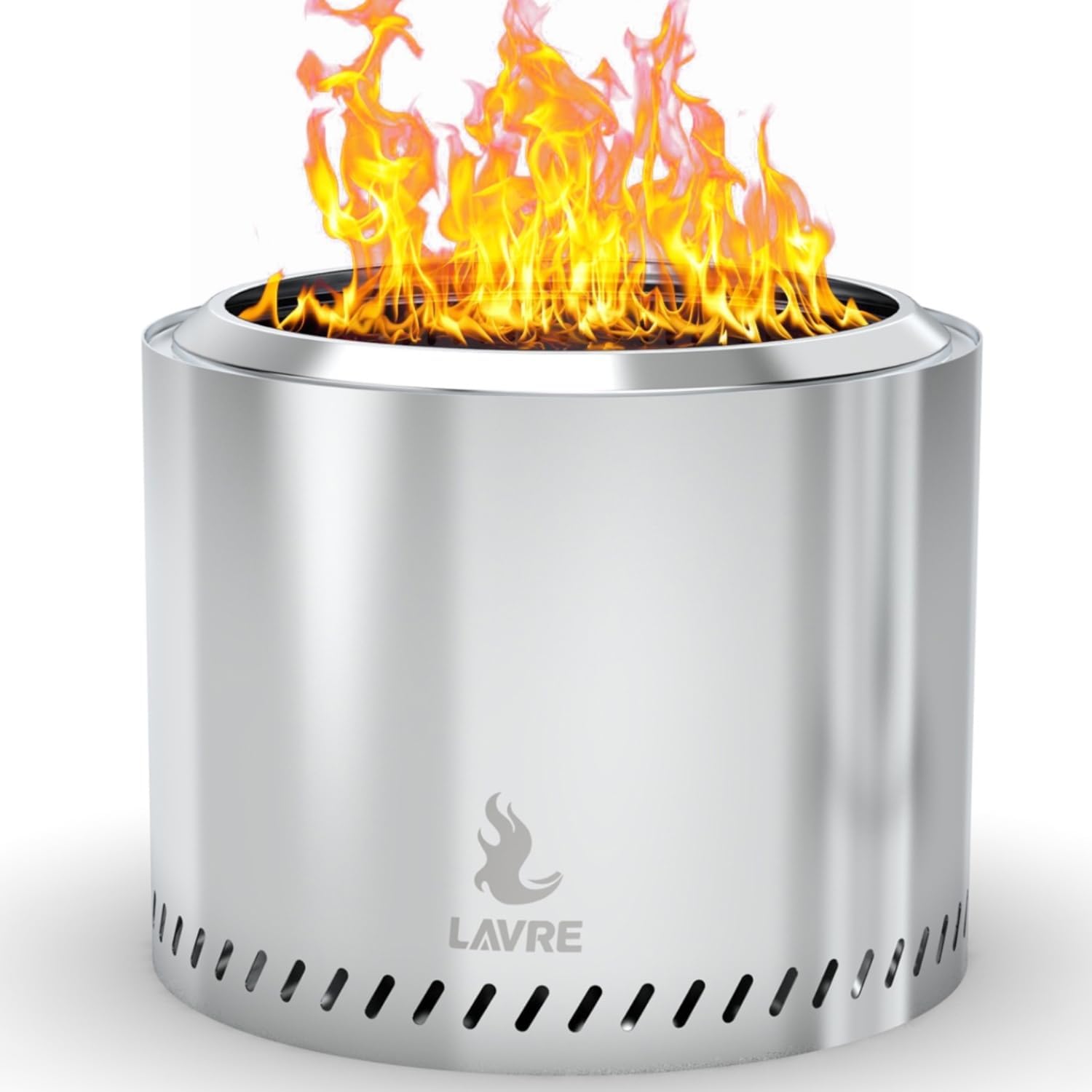 OutVue Fogata de acero inoxidable de 19.5 pulgadas sin humo, fogata sin humo para exteriores, fogata de leña para campamento, hoguera, hoguera con