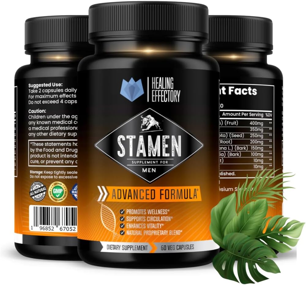 Healing Effectory Suplemento masculino de estambre, suplemento de vitalidad masculina, apoyo de fertilidad, soporte de resistencia, motilidad,