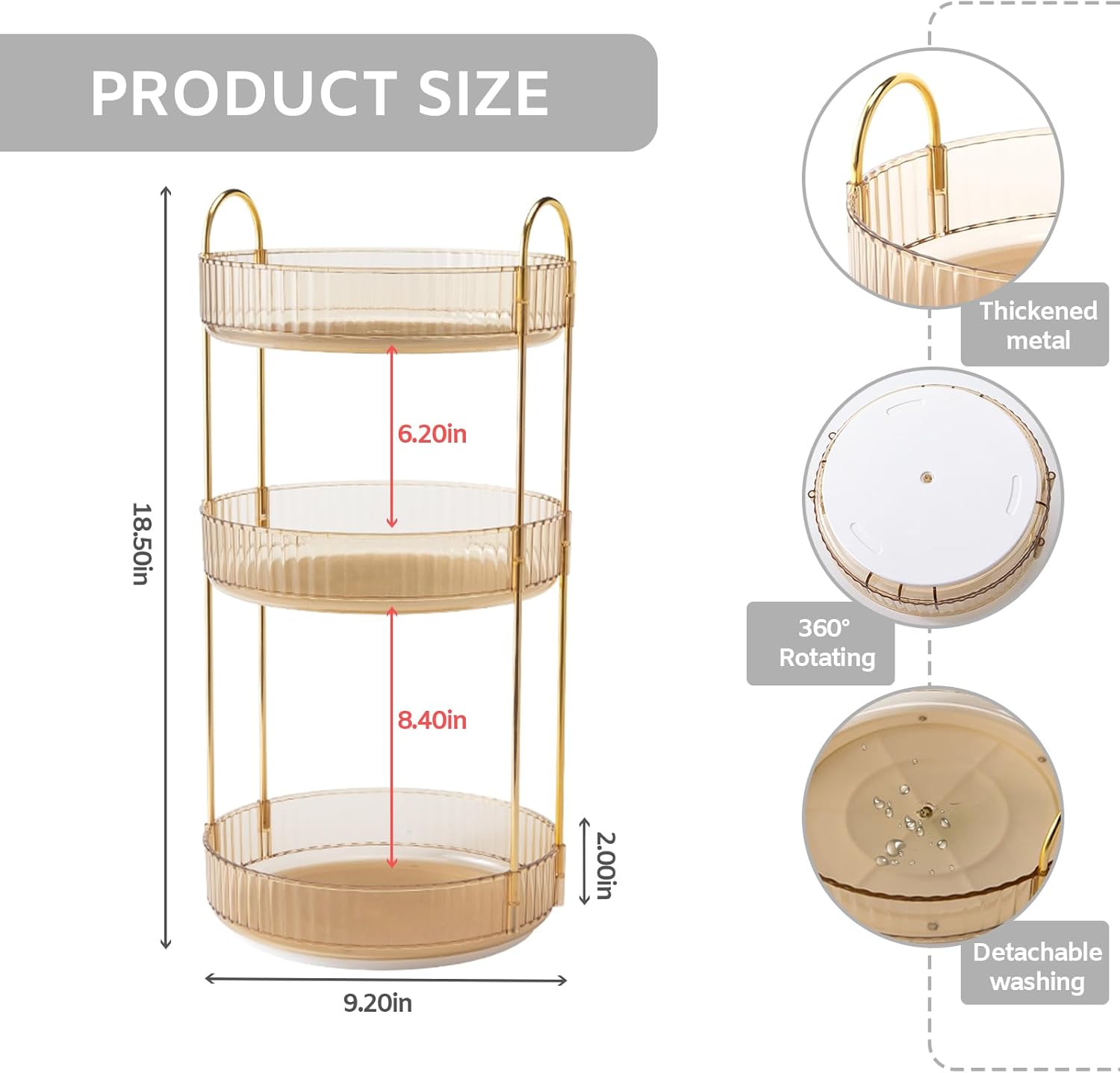 Organizador de maquillaje giratorio de 360, bandejas de baño, organizador de encimera, carrusel de maquillaje, estante giratorio de gran capacidad,