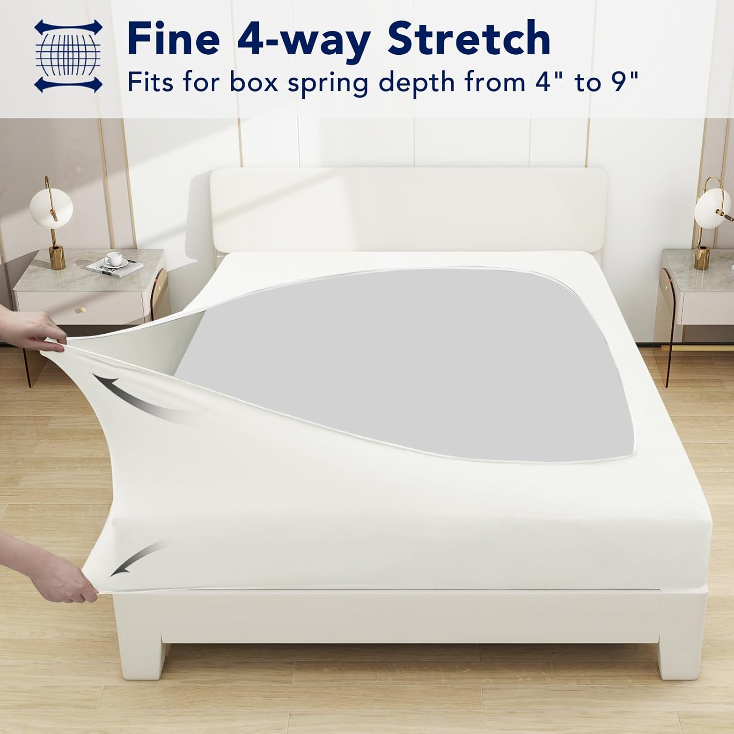 PureFit Funda elástica con somier, tamaño Queen, con somier elástico ajustable alrededor de 4 lados, resistente a las arrugas y a la decoloración,