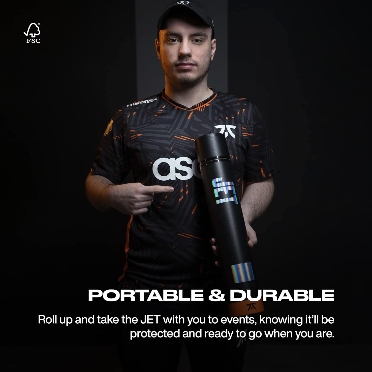 Fnatic Jet XL Pro – Alfombrilla de mouse para videojuegos para deportes electrónicos, superficie impermeable de velocidad, bordes cosidos y base de
