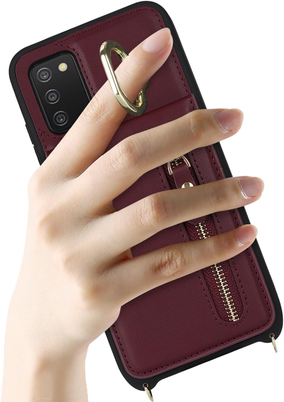 Samsung Galaxy A03s – Funda con tarjetero para mujer, Galaxy A03s con correa y ranuras para tarjetas de crédito, bandolera con función atril y