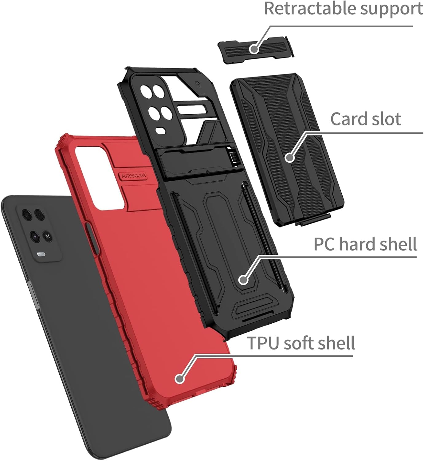 Phone Case For OPPO A54 Case with Stand for Card Packs, Quality Military Protection, Phone Planner Portion with Shock Proof for OPPO A54 ( Color