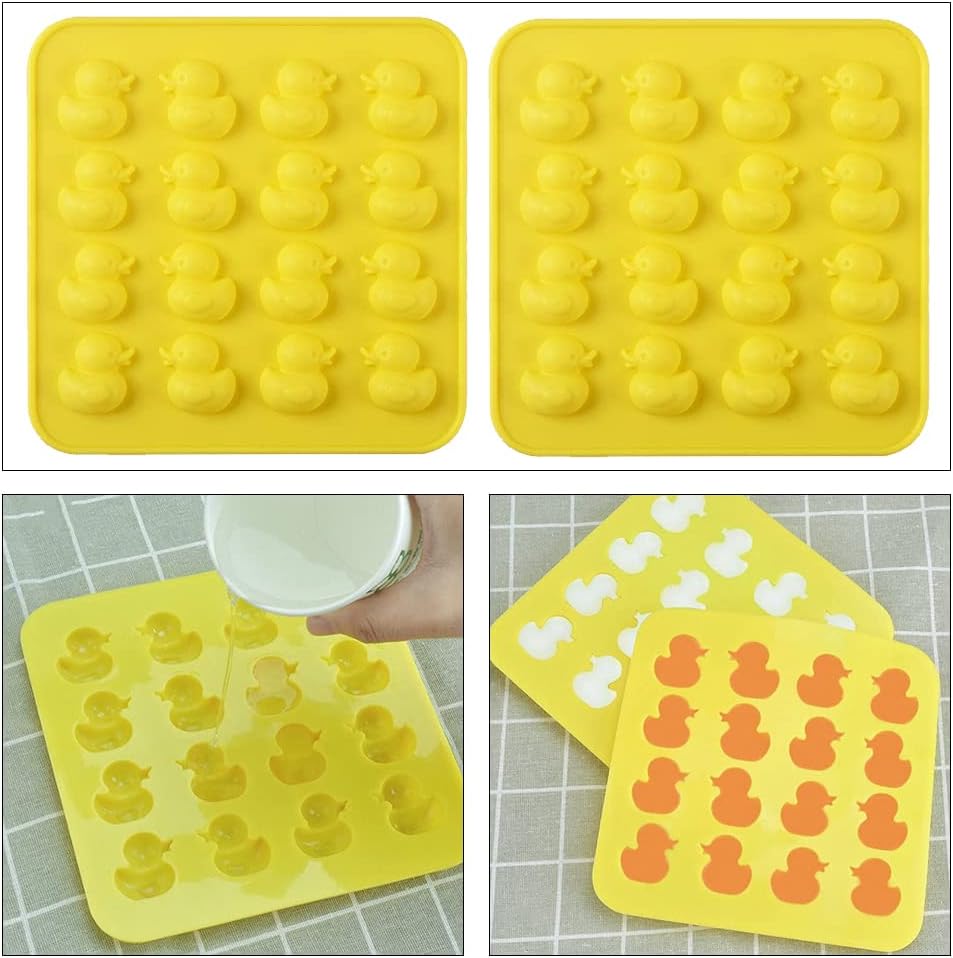Molde de silicona para chocolate y pato, molde de silicona con forma de pato para hornear, 16 cavidades, antiadherentes, de grado alimenticio, para