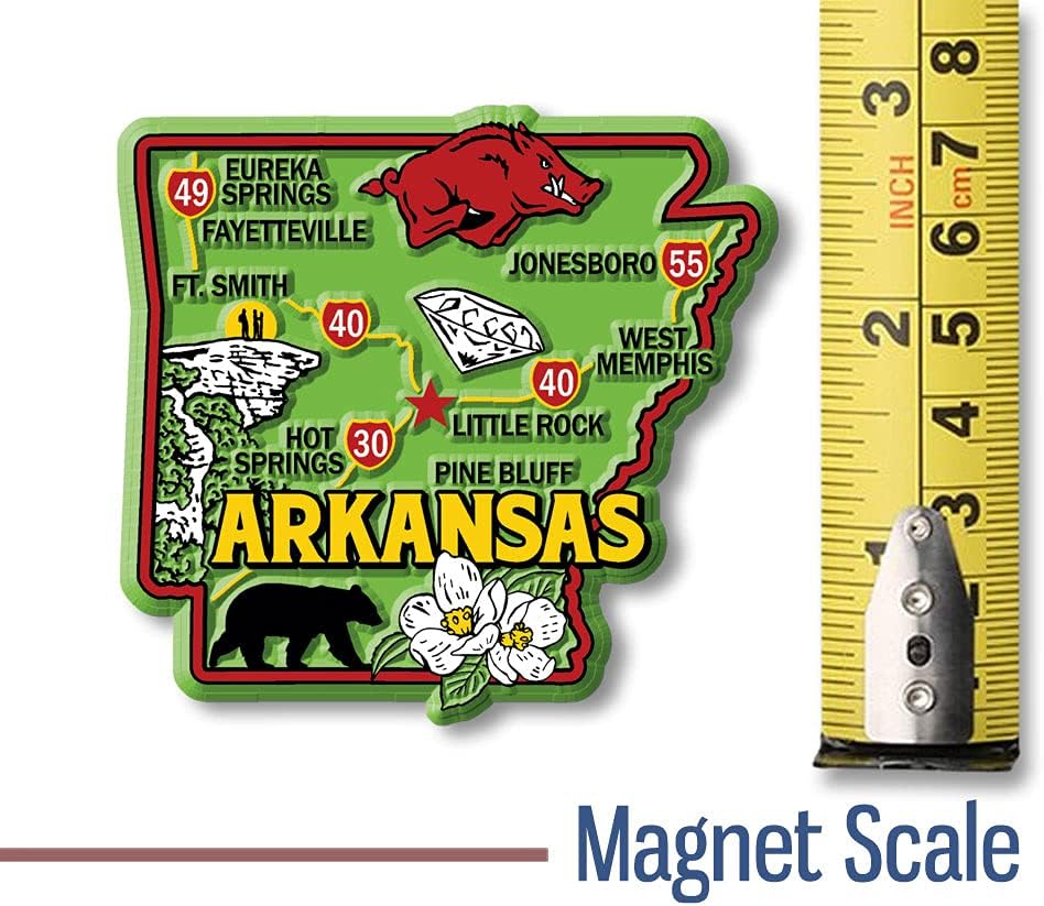 Imán colorido de Arkansas por Classic Magnets, 3 x 2.8 pulgadas, recuerdos coleccionables fabricados en los Estados Unidos