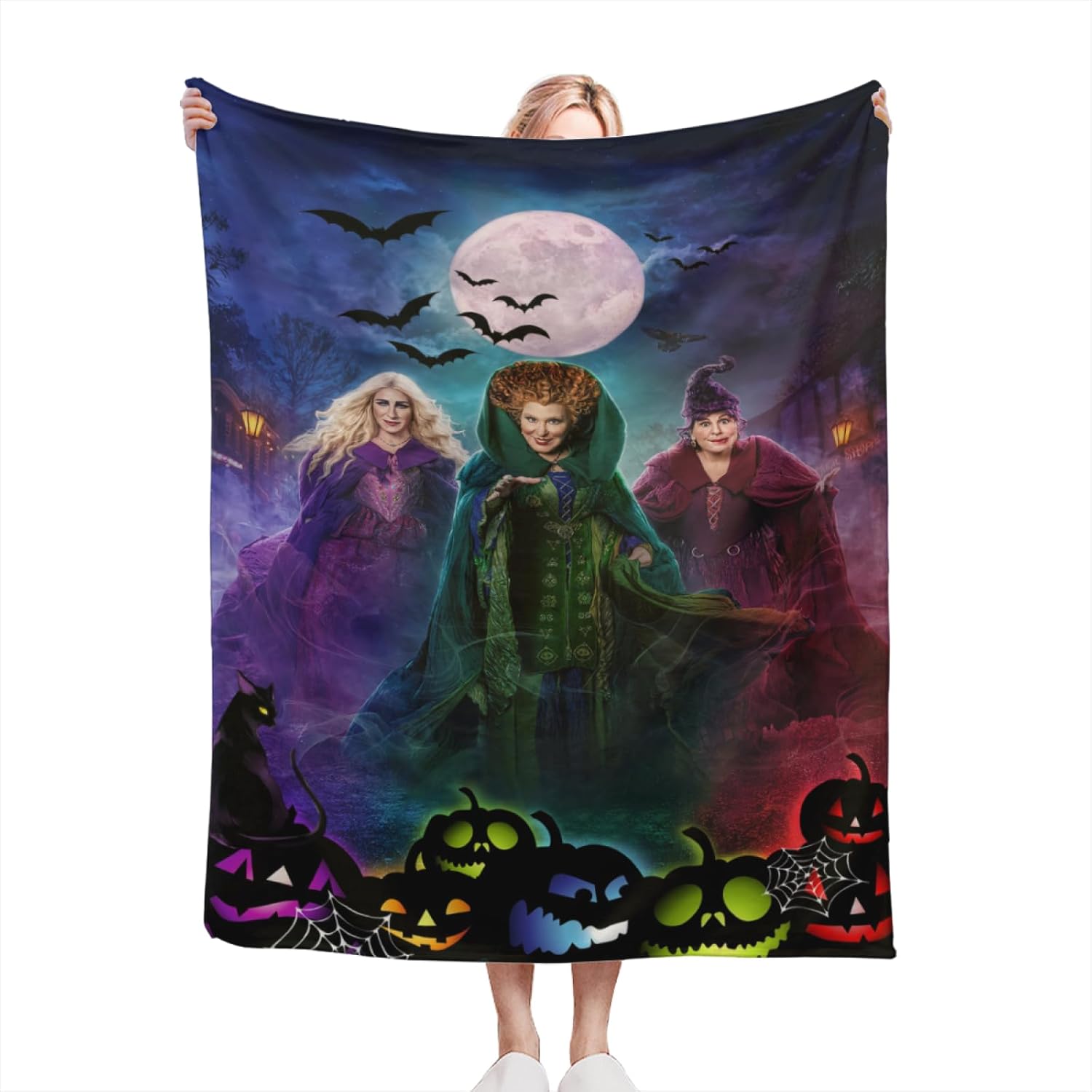 Hocus Pocus – Manta de franela de Halloween de 60 x 50 pulgadas, manta de felpa suave de tamaño creciente para sofá, cama, decoración del hogar,