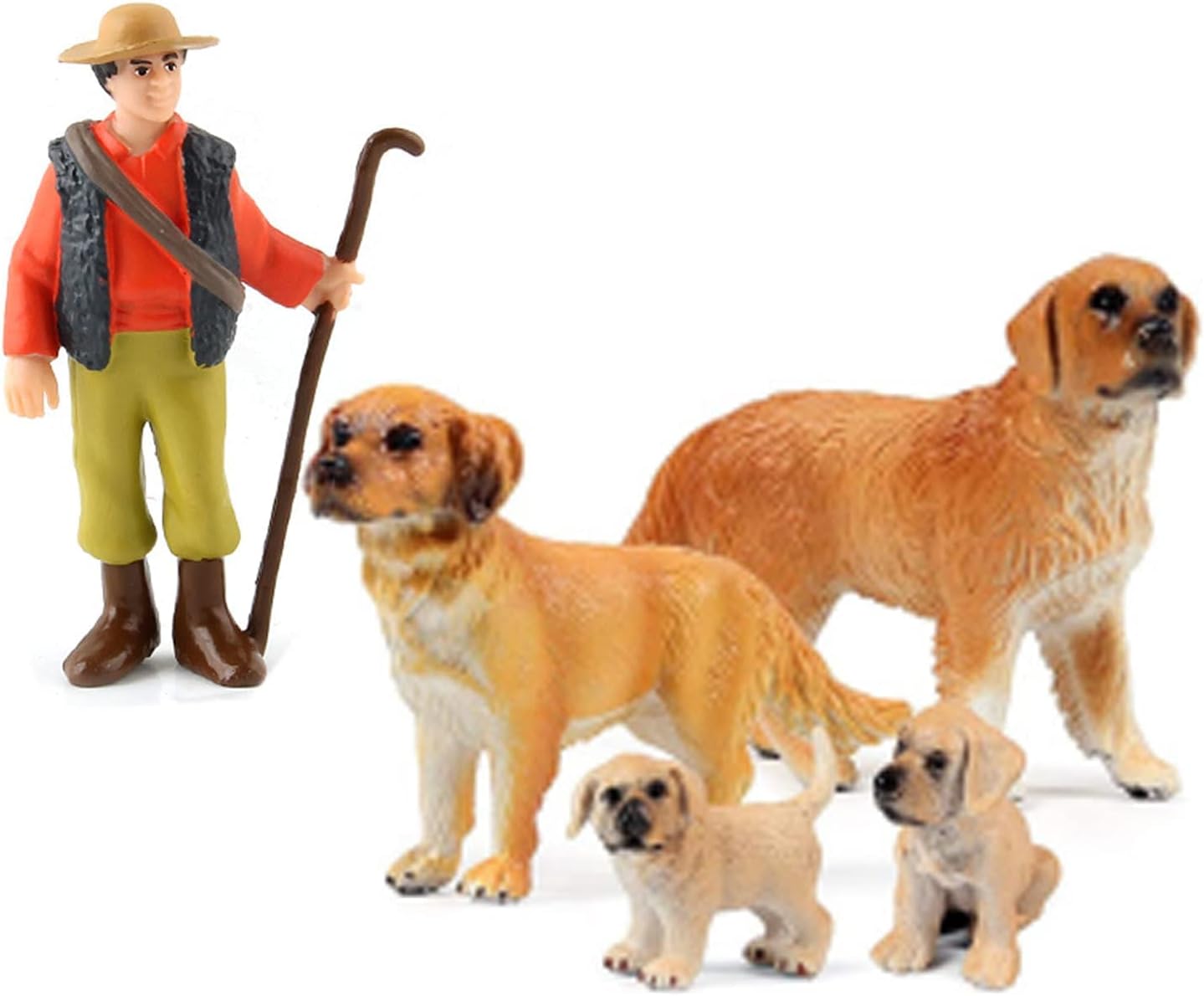 LC JoyCre Juego de 5 figuras de perro Golden Retriever para la familia, figuras de perro para niños, decoración de pasteles, colección de perros,