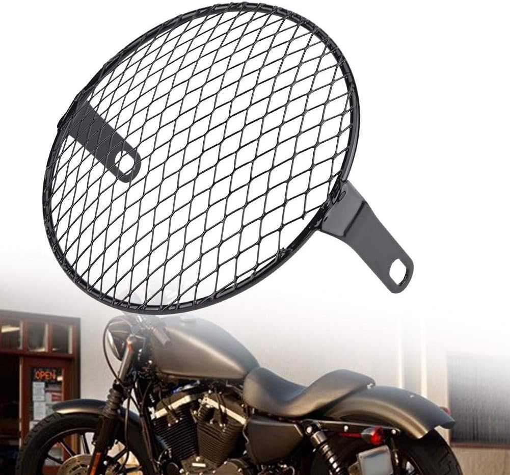 Cubierta universal para parrilla de faros delanteros de motocicleta de 6.5 pulgadas para Cruiser Chopper Cafe Racer (#)