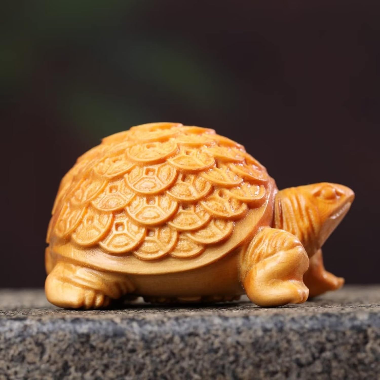 Aritjt Estatuas de tortuga talladas a mano de animales de madera, estatuas de tortugas coleccionables auspiciosas, regalo para el hogar y la oficina