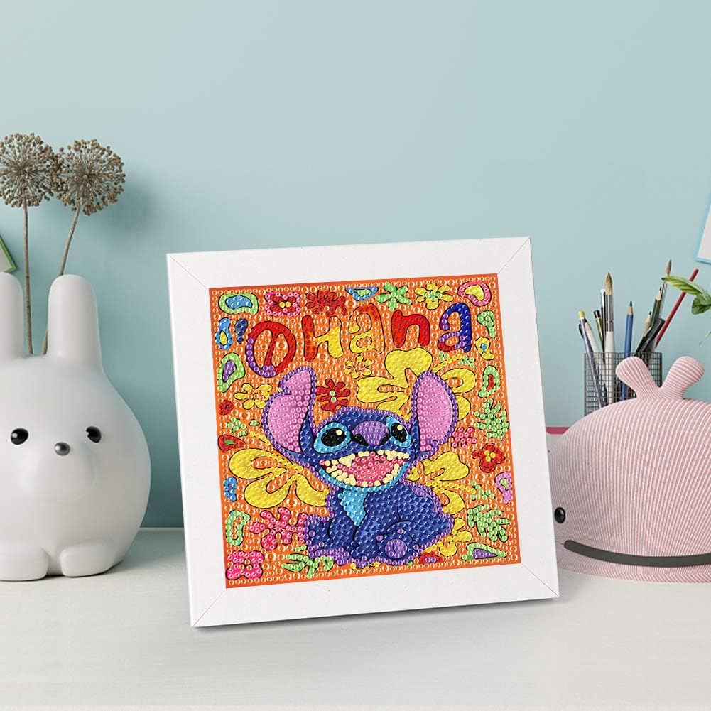 ICECHEN Kit de pintura de diamante 5D para niños con marco de madera, arte y manualidades para niños de 6 a 8 a 10 a 12 años, kit de pintura por