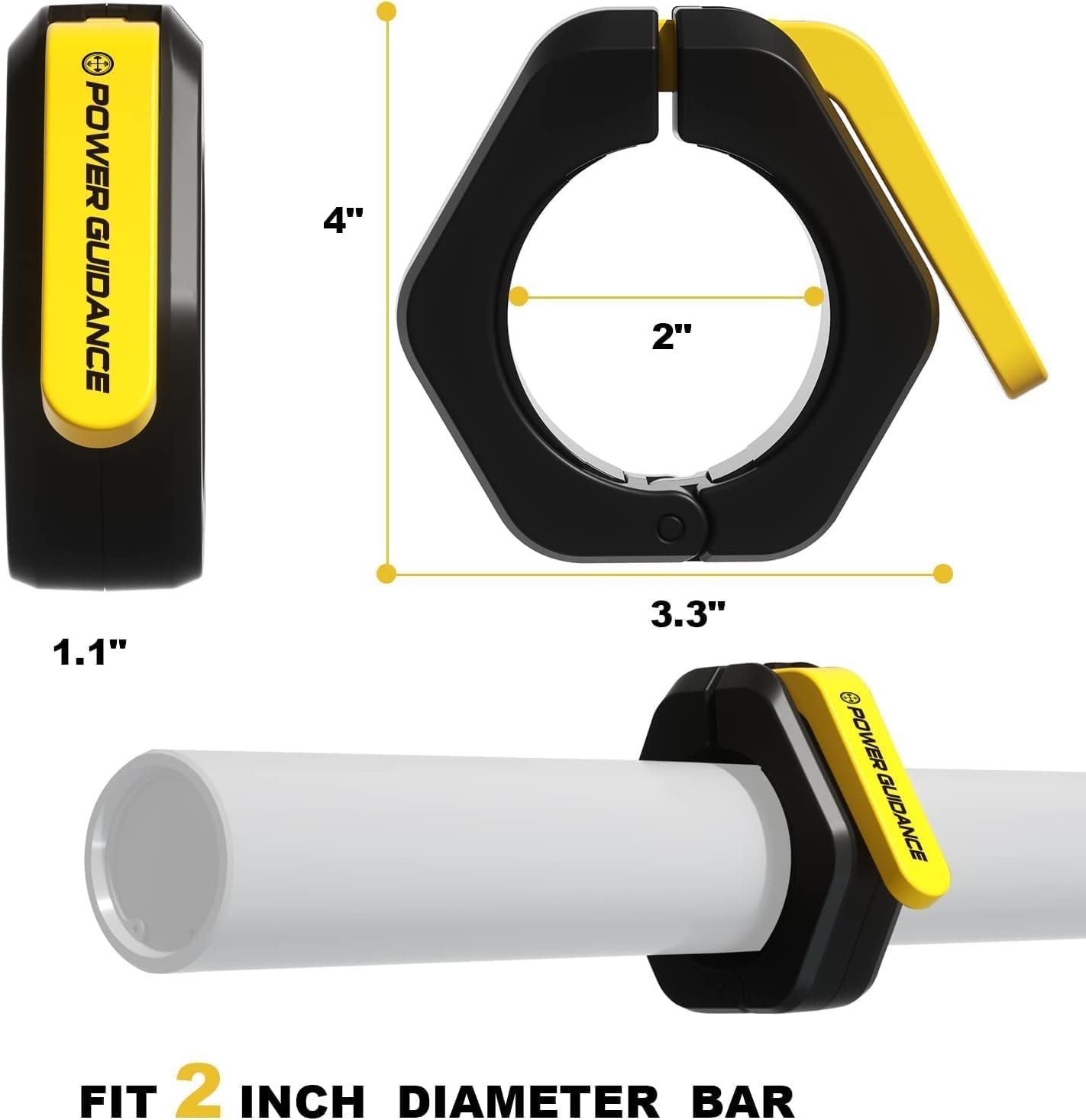 POWER GUIDANCE Pinzas de barra magnéticas, pinzas olímpicas de 2 pulgadas, abrazaderas de pesas de liberación rápida para entrenamiento,