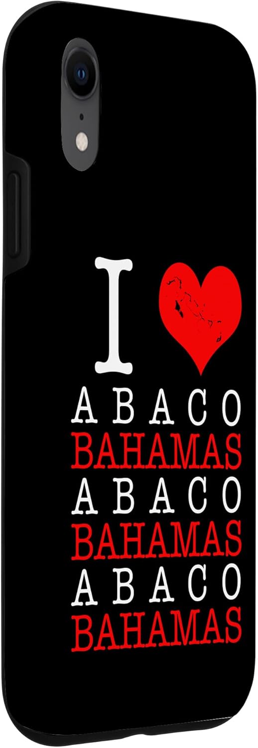 Funda para iPhone XR Abaco I Love Bahamas Map Vacation Cruise Bahamian Valentine