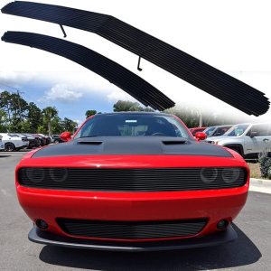 Parrilla delantera compatible con DODGE Challenger PHANTOM 2015 16 17 18 19 Parachoques superior inferior de aluminio sólido rejilla inserto negro Parrilla delantera compatible con DODGE Challenger PHANTOM 2015 16 17 18 19 Parachoques superior inferior de aluminio sólido rejilla inserto negro