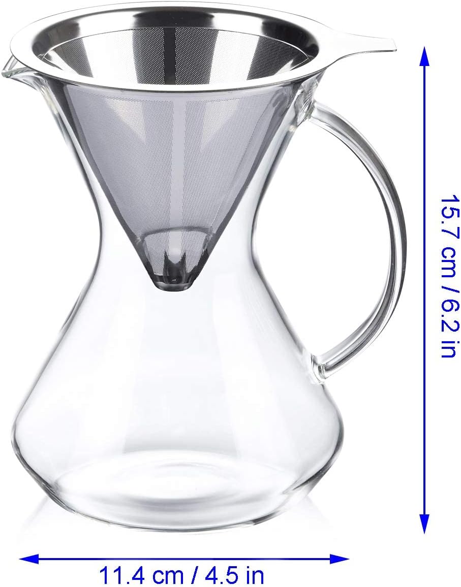 Modern-Depo Cafetera de vidrio para verter más de 17 onzas16.9 fl oz con filtro de gotero de café y mango