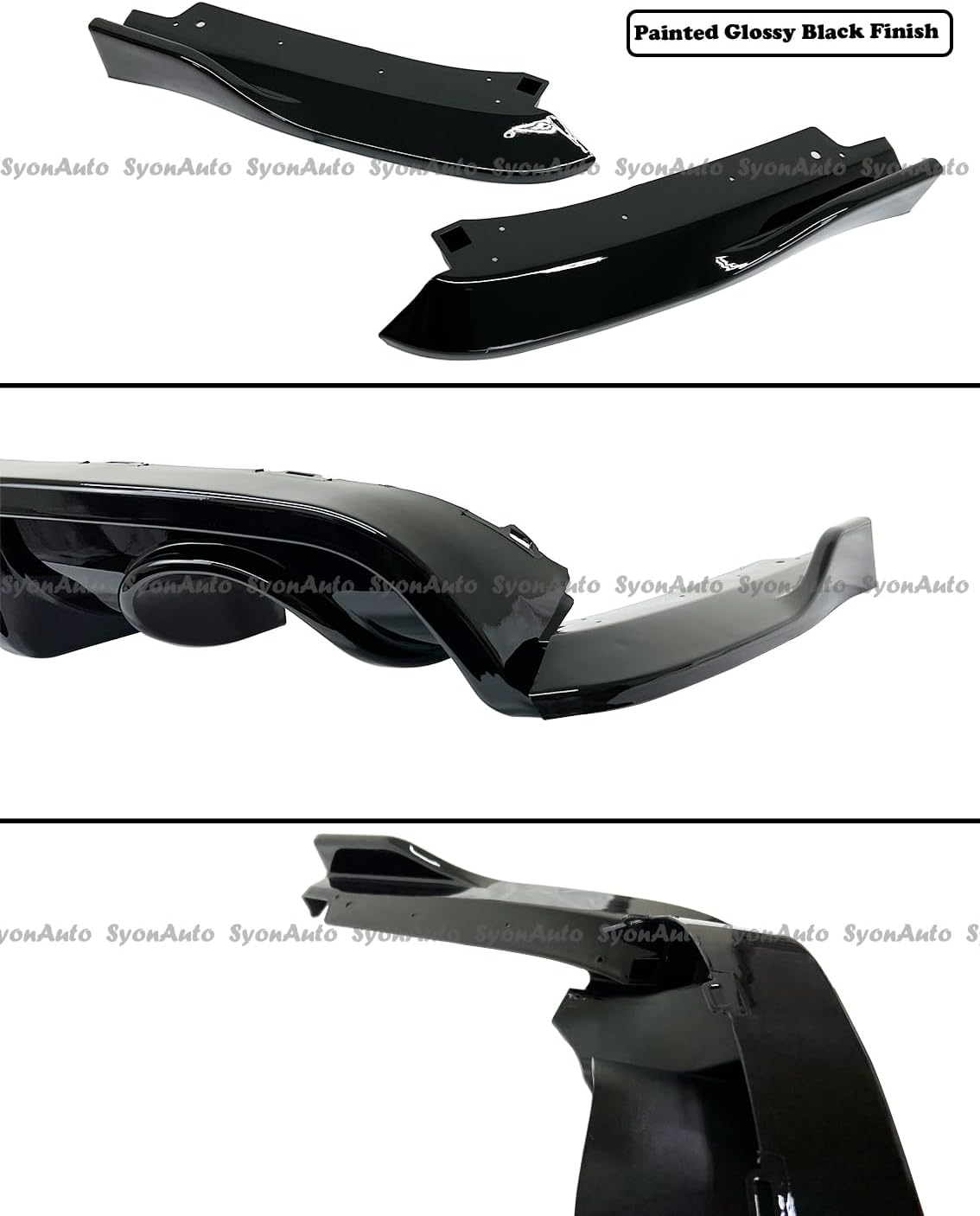 Compatible con difusor trasero de aleta de tiburón negro brillante Honda Civic Sedan 2022-2024 con luz de freno LED y divisores laterales