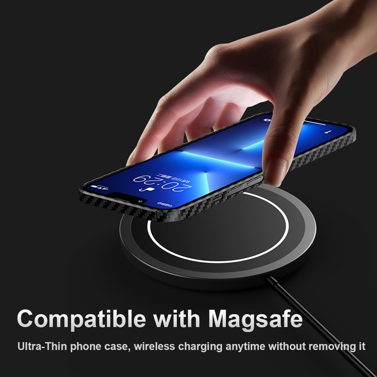 LAFRAU Funda de teléfono con textura de fibra de carbono para iPhone 14 Pro Max de 6.7 pulgadas, delgada 0.031 in cubierta protectora dura a prueba