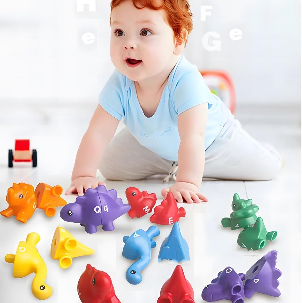 J-hong Juguetes de dinosaurios a juego, 26 piezas, juguete de contar y clasificar, clasificación de formas y colores, juguetes de dinosaurios de
