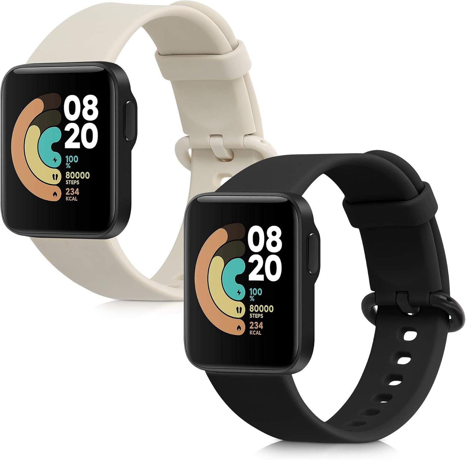 kwmobile Correas compatibles con correas de reloj Xiaomi Mi Watch LiteRedmi – 2 correas de reloj de silicona de repuesto, color negroazul oscuro