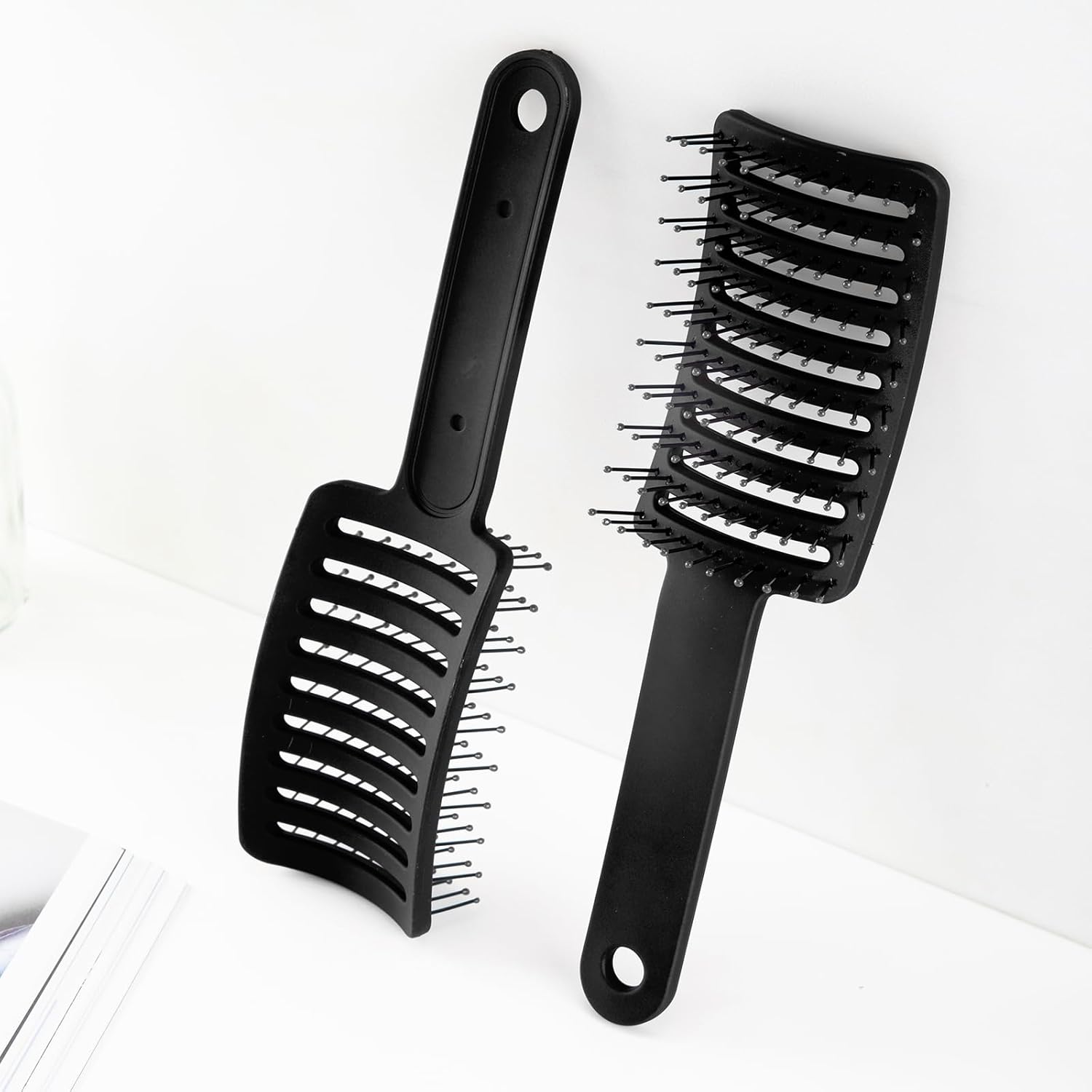 RHOS Cepillo de pelo curvado ventilado para un secado más rápido, cepillo ventilado para mujeres y hombres, cepillo de peinado con cerdas de nailon