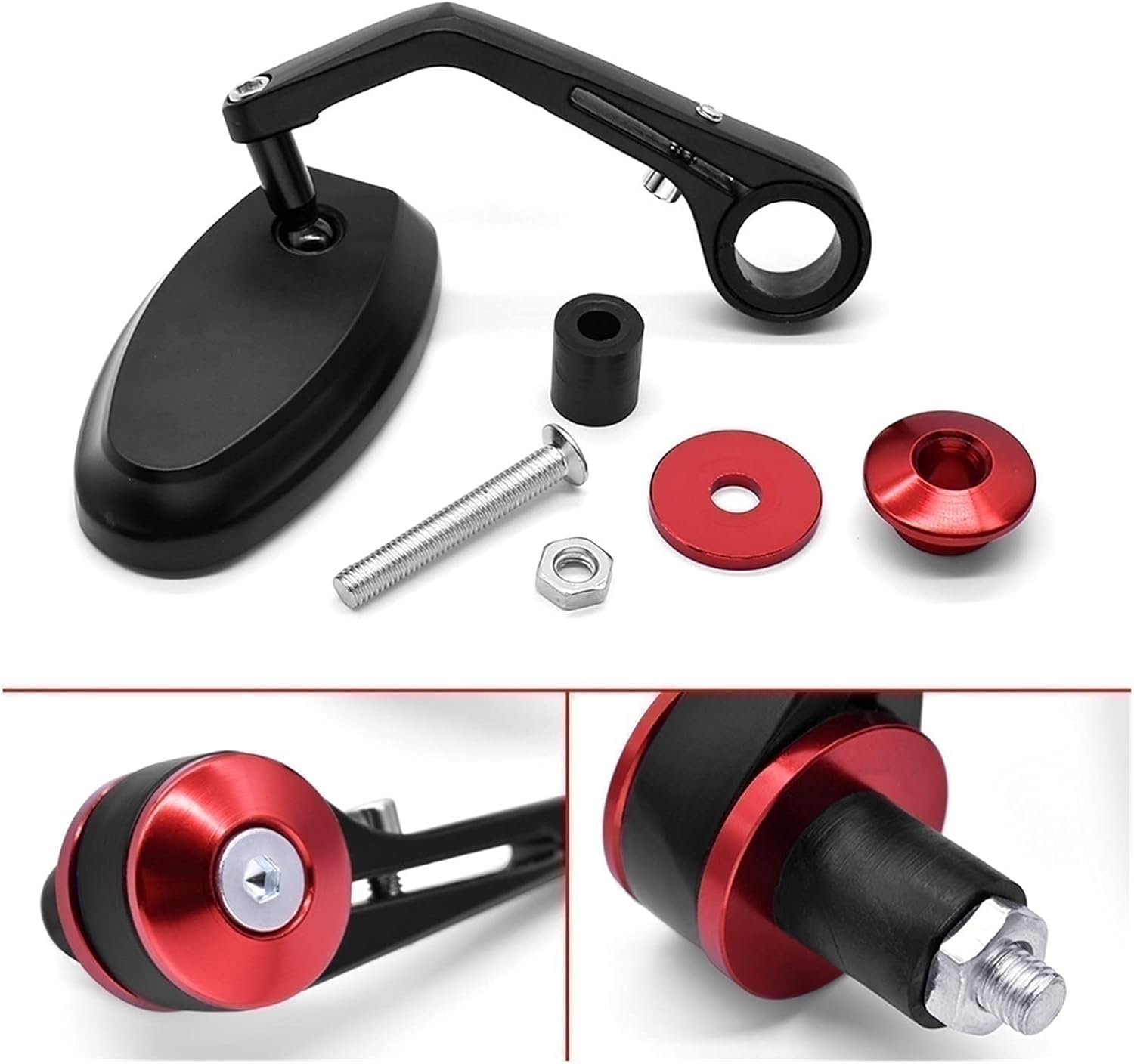 Espejo universal para motocicleta con mango de barra de 78 pulgadas para Kawasaki H2  H2R ZZRZX1400 S VeRsion ZX10R MODELO (color  rojo, tamaño