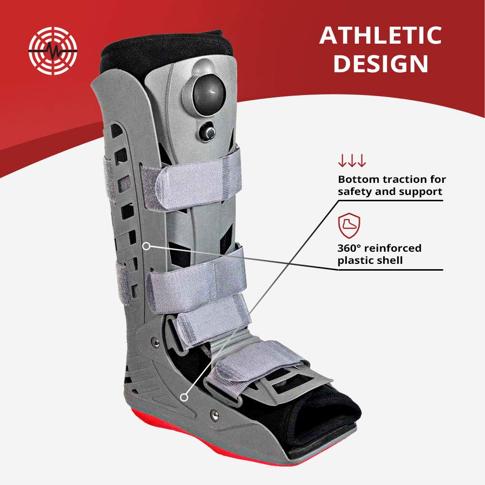 Royal Boot Air – Botas altas CAM  Pequeña  Botas ortopédicas para esguince de tobillo con bomba de aire y tracción  Soporte de pie para pie