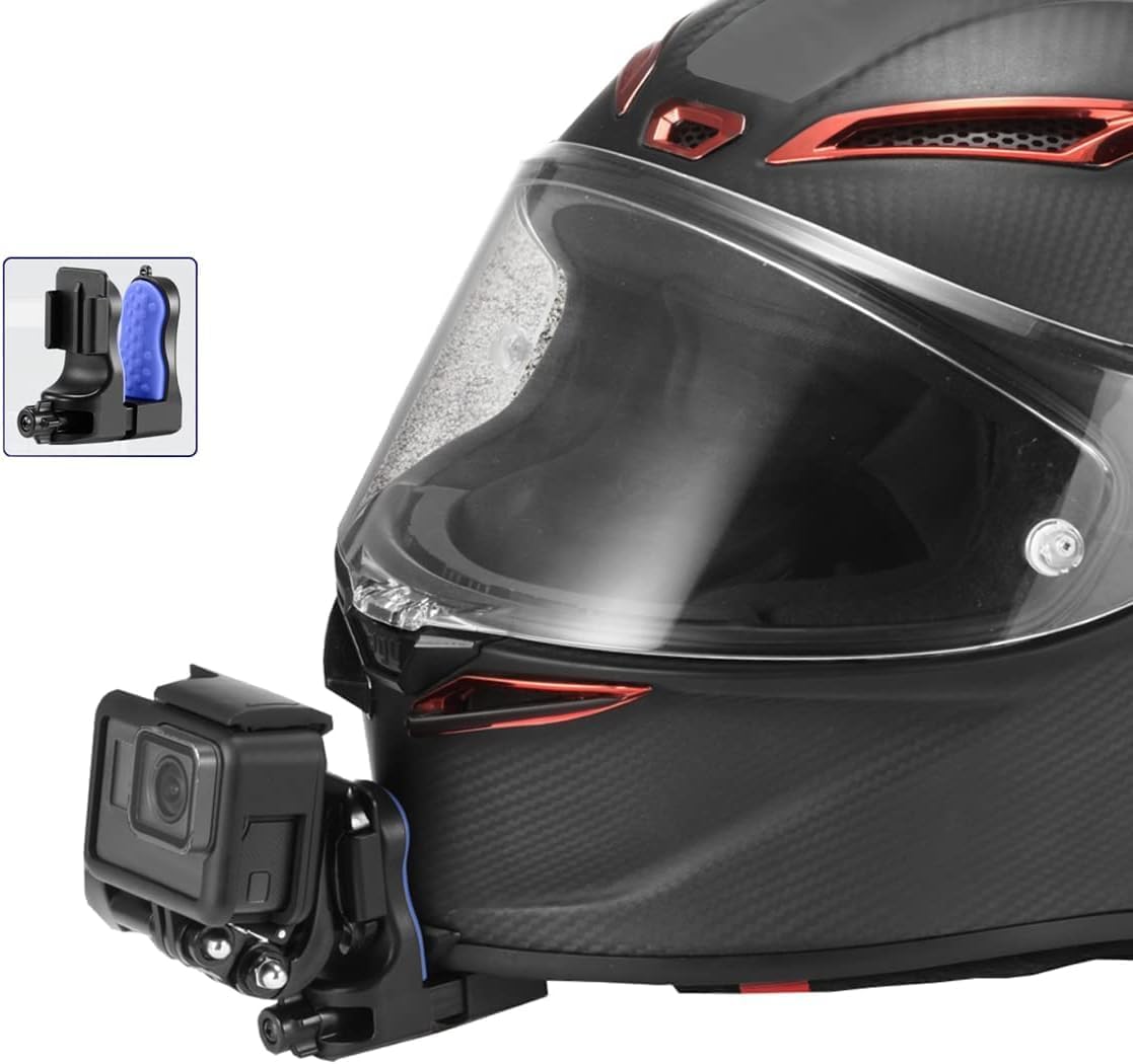Soporte de clip para casco de motocicleta compatible con GoPro Hero 12,11, 10, 9, 8, 7, (2018), 6 5 4, Hero Black, Session, Insta360, Xiaomi Yi,