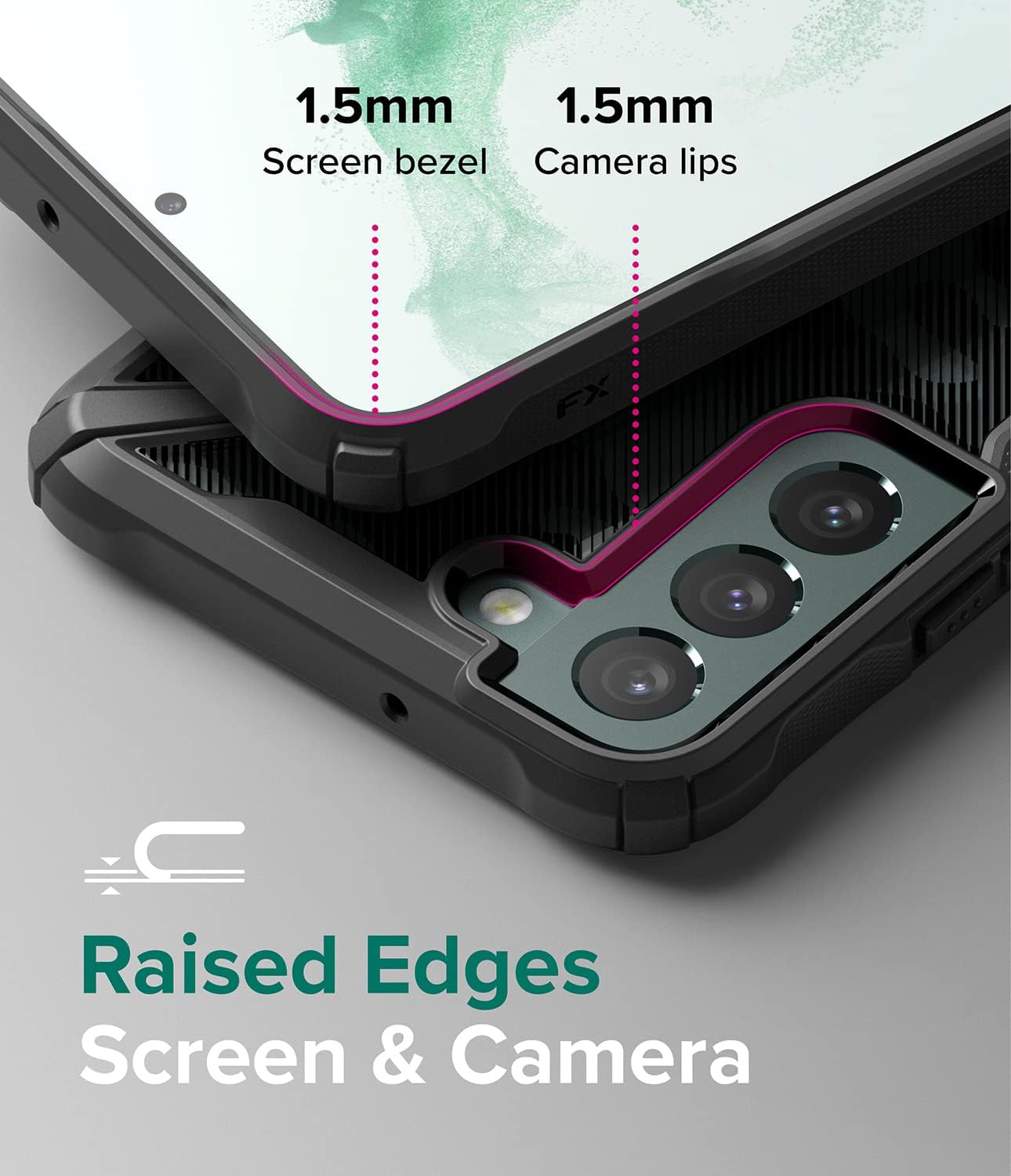 Ringke Fusion-X – Funda compatible con Samsung Galaxy S22 Plus 5G (2022), parte trasera dura de camuflaje con funda protectora lateral mejorada a