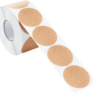 CalcomanÃas de papel kraft marrón natural de 1 pulgada (500 por rollo) – Etiquetas adhesivas redondas de puntos en blanco – Etiquetas de sellado de CalcomanÃas de papel kraft marrón natural de 1 pulgada (500 por rollo) – Etiquetas adhesivas redondas de puntos en blanco – Etiquetas de sellado de