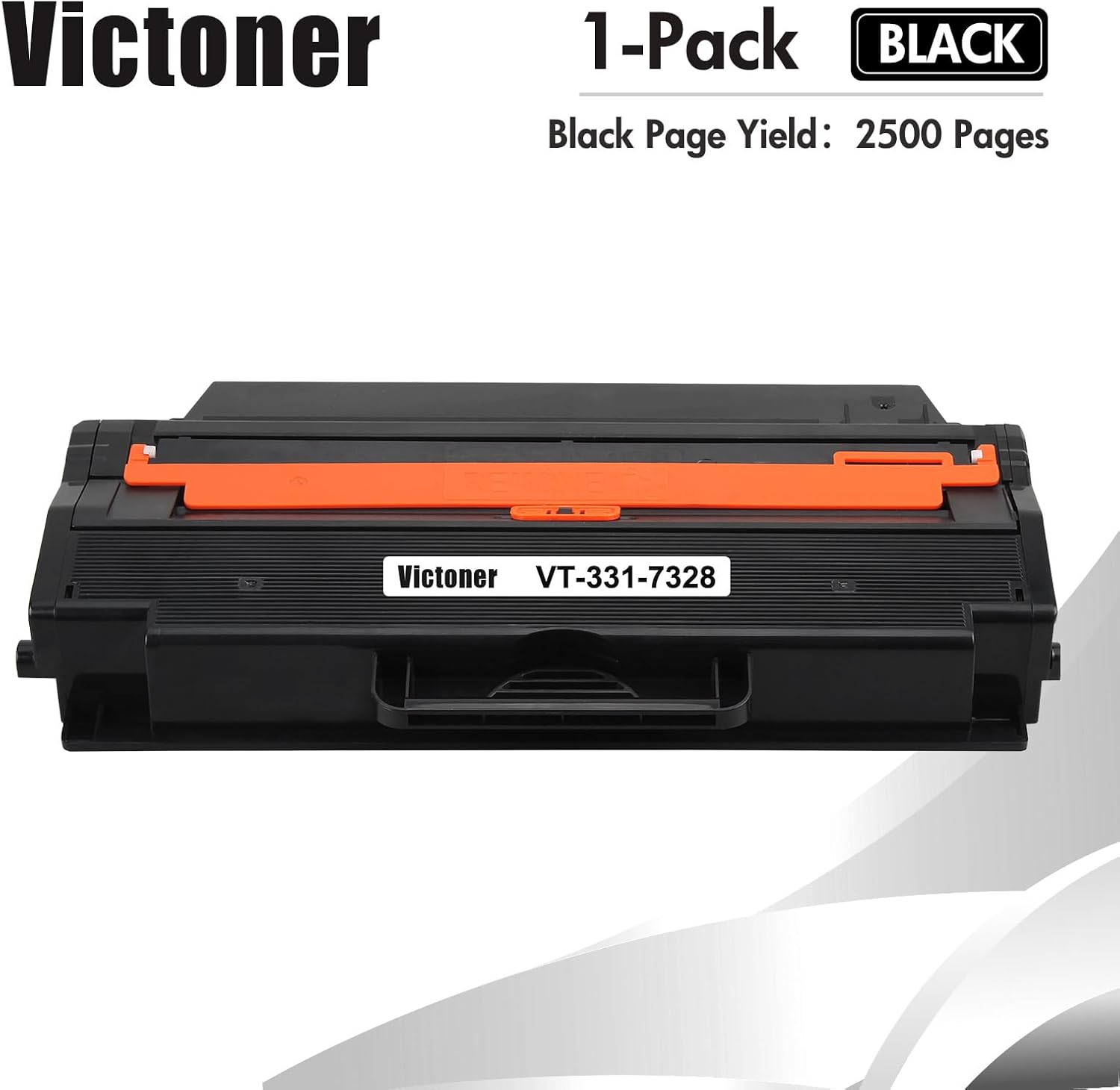 VICTONER Cartucho de tóner compatible B1260dn B1265dfw de repuesto para Dell 331-7328 B1260 B1265 para tinta de impresora Dell 1260 B126x (negro, 1