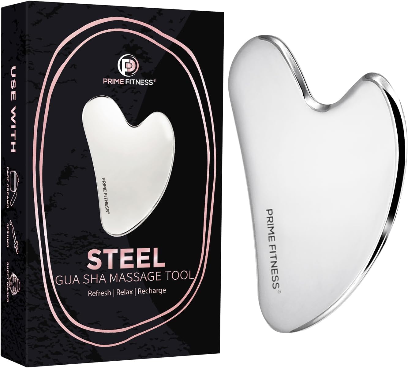Gua Sha Herramientas faciales de acero inoxidable – Herramienta facial Gua Sha de acero inoxidable – Gua Sha – Herramienta Guasha – Masaje facial