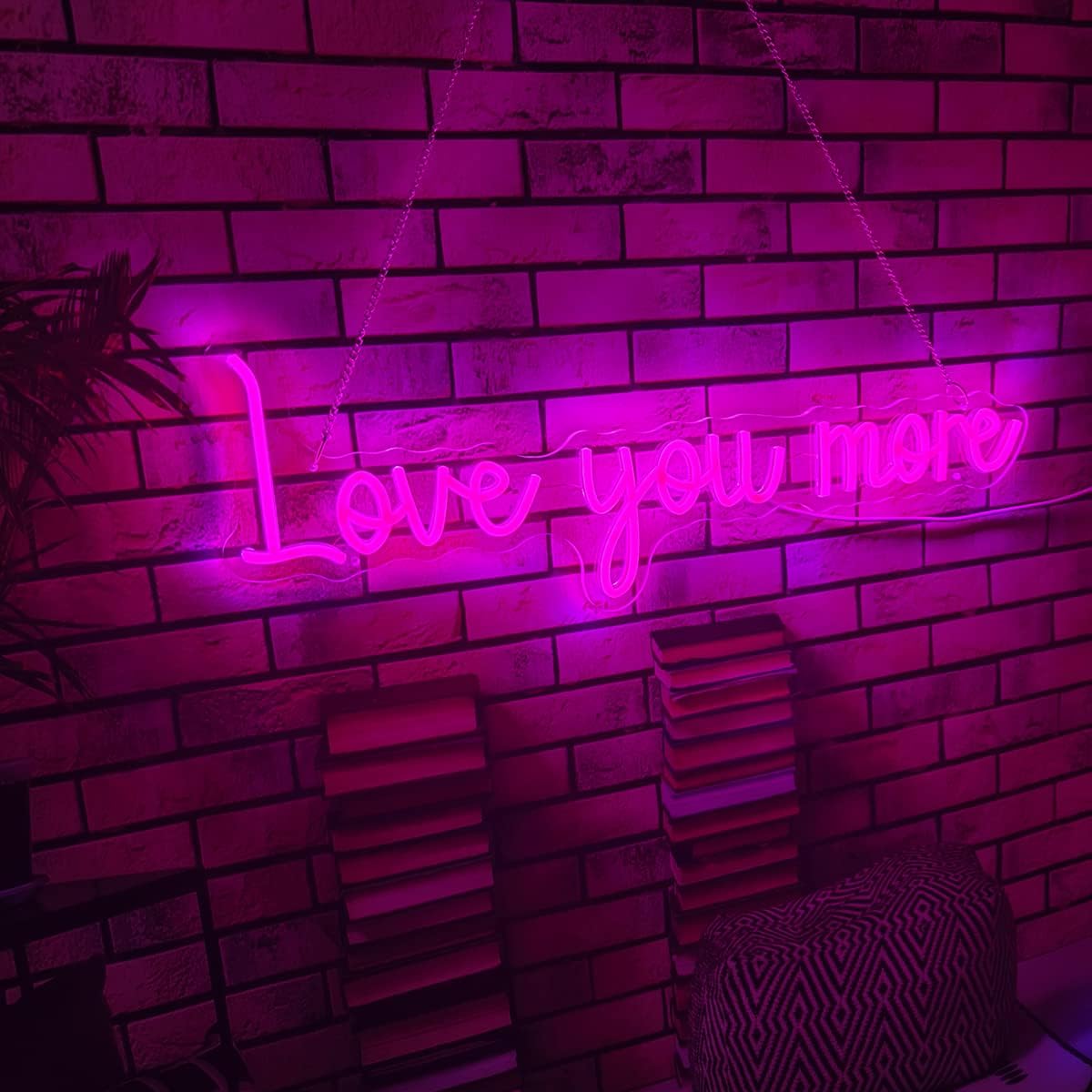 Letrero de neón con texto en inglés Love You More, letreros de neón para decoración de pared, letreros LED de neón alimentados por USB para