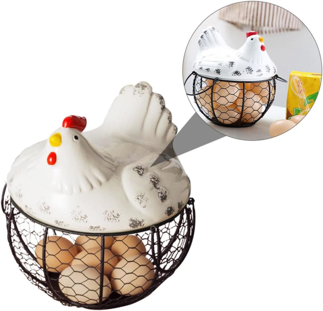 NOLITOY Cesta de almacenamiento de hierro forjado cesta de almacenamiento de alambre negro tazón de fruta fresco huevo cesta de malla de alambre