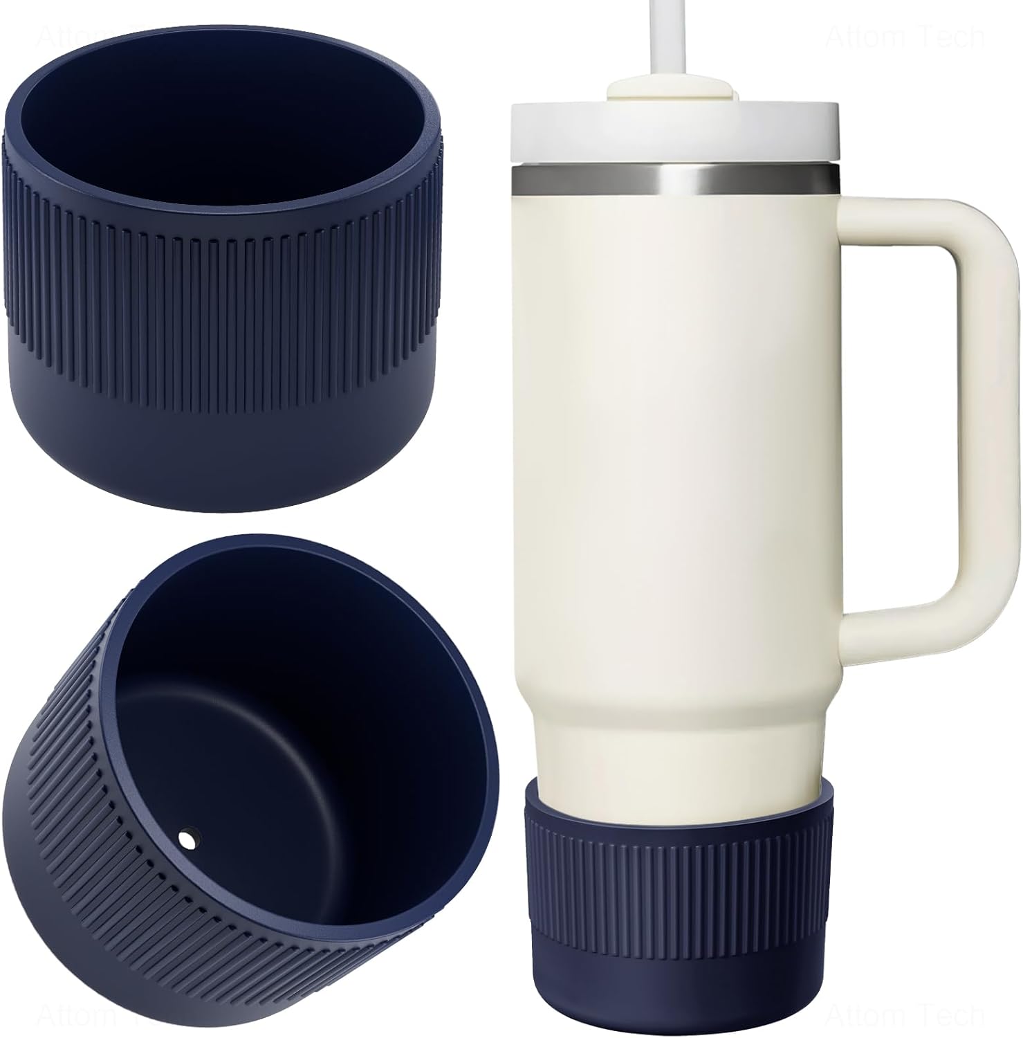 NiHome Protective Silicone Tumbler Boot 2PCS Heavy Duty, Anti-Slip Water Bottle Bottom Sleeve Stanley Cup Boots for Quencher H2.0