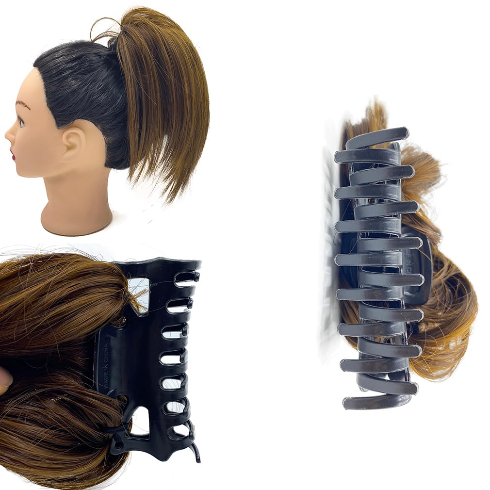 Extensión de cabello desordenado con reflejos, cola de caballo con garra, pieza de cabello elástico con cordón sintético, extensión de moño para