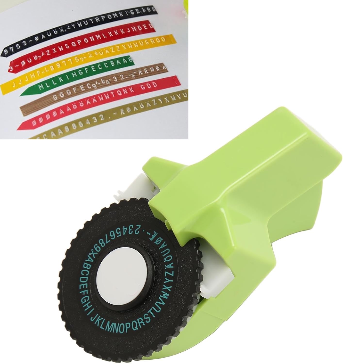 Pssopp Máquina de etiquetas en relieve, 3D fácil de usar para hacer etiquetas en relieve con cintas para oficina, hogar y bricolaje (verde)