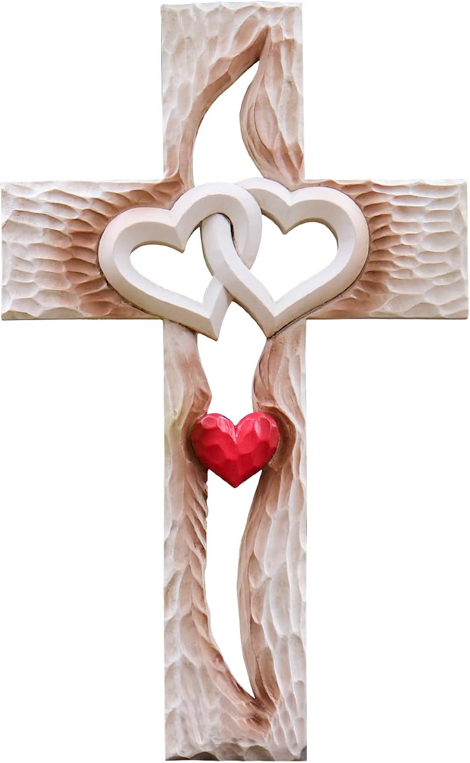 Oooct Cruz tallada, decoración de pared de cruz, cruz de amor de resina, nunca separa la cruz de amor, gran regalo cristiano, regalo de arte de