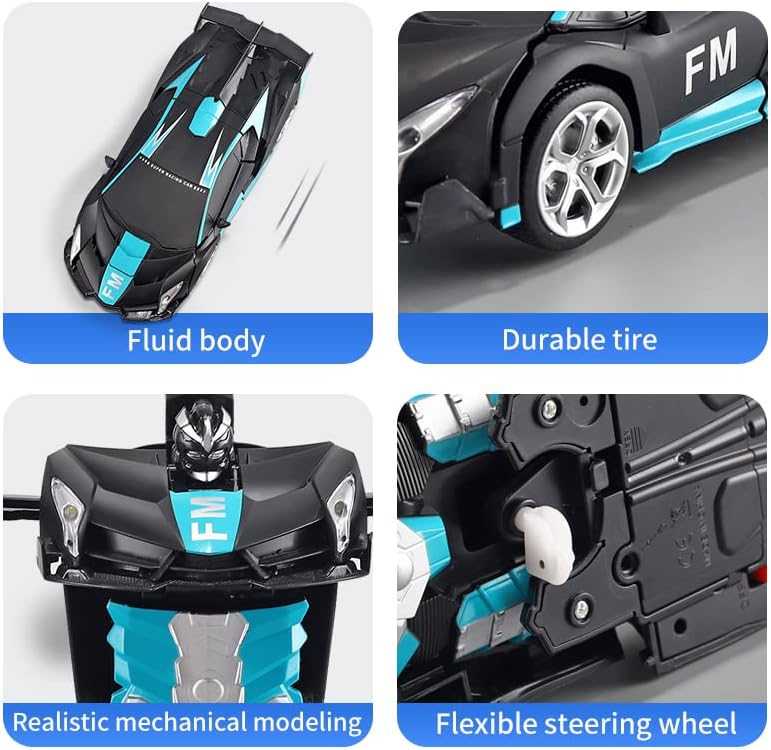 Remote Control Car – Transform Robot RC Cars Contains All Batteries One-Button Deformation and 360 Degree Rotating Drifting, Present Christmas