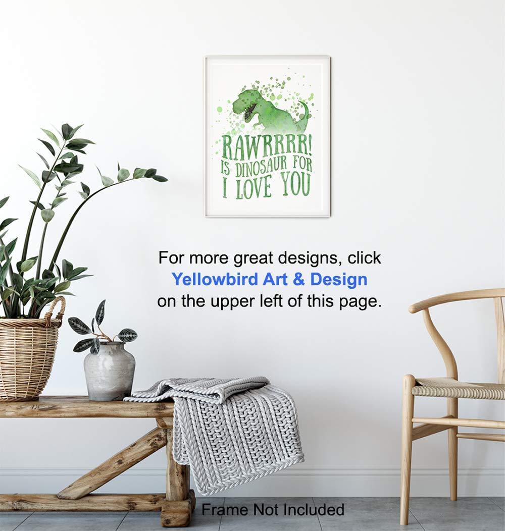 Rawr Means I love You in Dinosaur – Nursery Decor Dinosaur Love Typography Wall Art Print Poster – Unique Home Decoration for Boys or Kids Room,