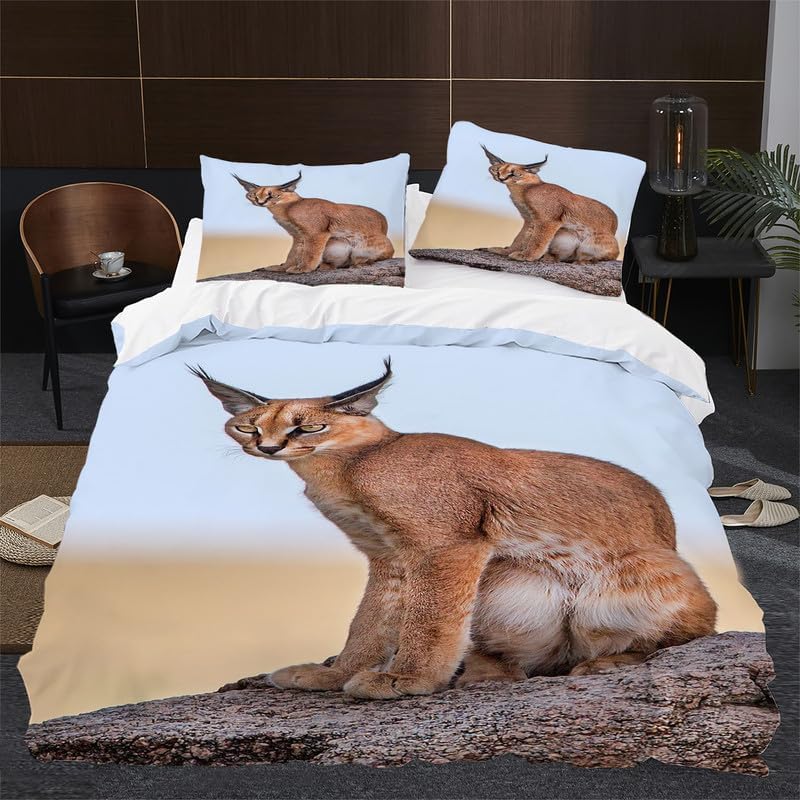 Blue Big Floppa Duvet Cover Full Animal Print Bedding Sets Full Soft Microfiber Comforter Cover and 2 Pillow Shams 20″X26″, Bed Set Duvet Covers
