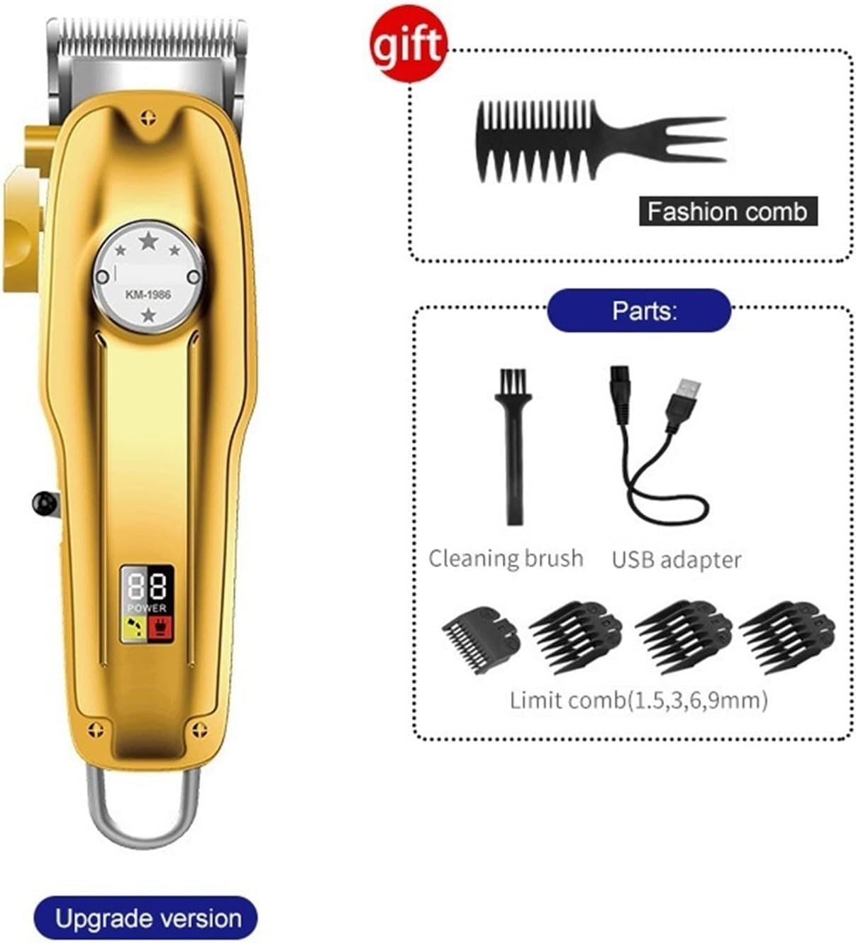 Recortadora de pelo profesional combo eléctrico inalámbrico recortadora barbero barba, máquina de cortar el cabello, kit de oro, cuidado y peinado