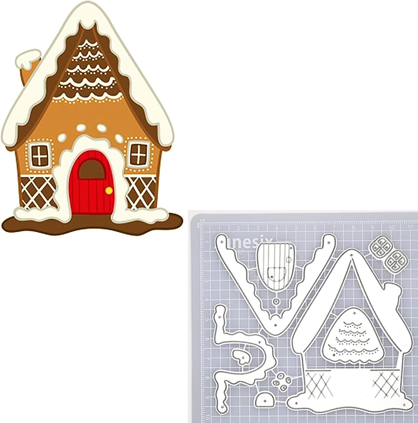 Juego de 4 troqueles de corte de metal para casa de jengibre, plantilla de Navidad, troquelado para álbumes de recortes