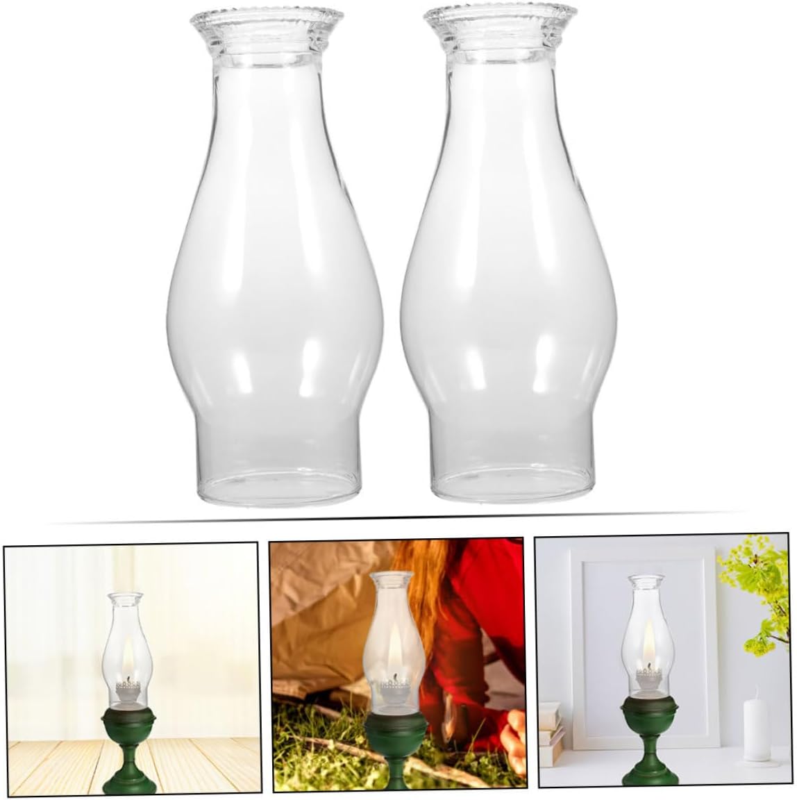 Angoily 2 unids vintage lámpara lámpara accesorios vintage pantalla lámpara de vidrio lámpara de queroseno chimenea de vidrio pequeña lámpara aceite