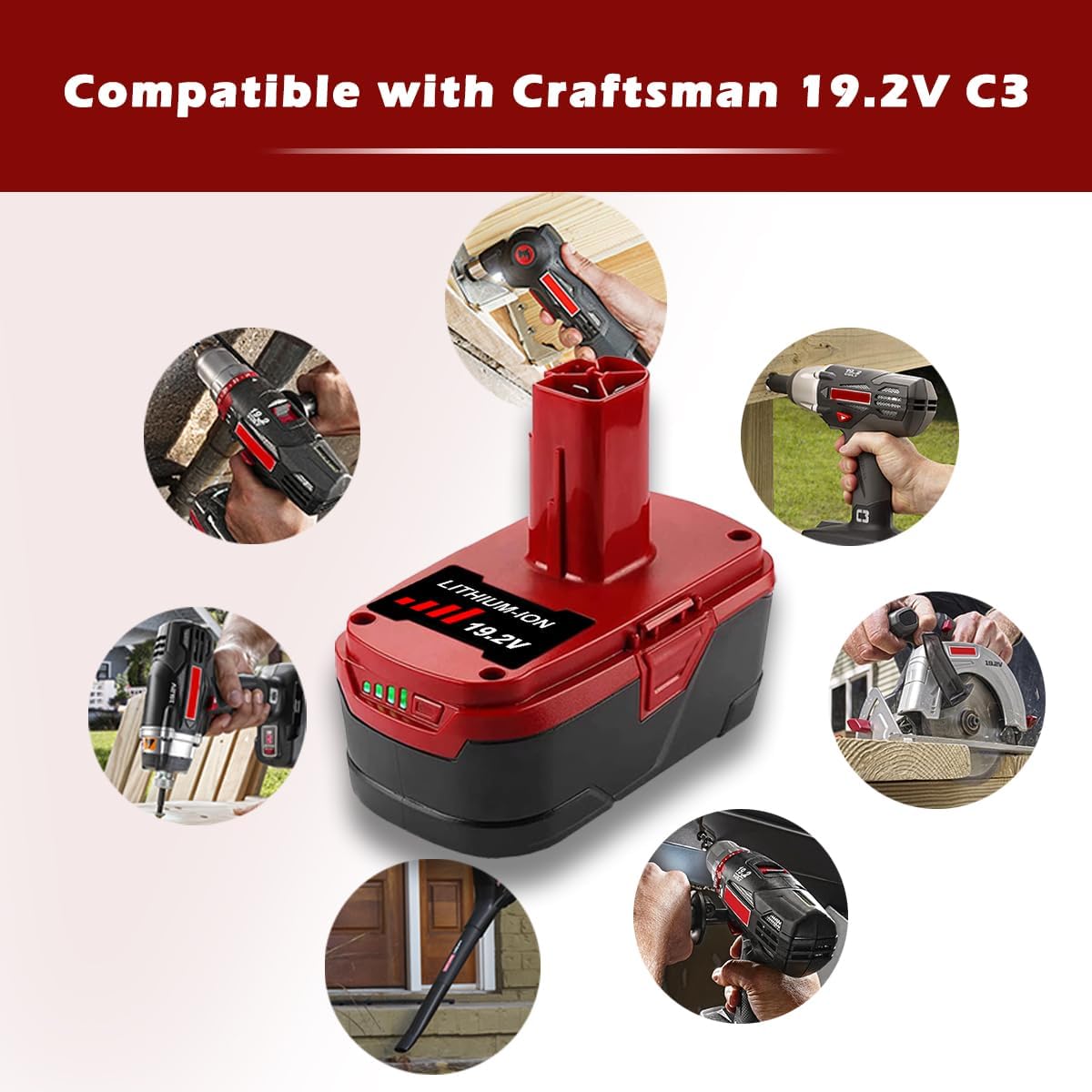 Reemplazo de batería de 19.2V 6.5Ah para 4Ah 72Wh 315PP2030 130211004 2.5Ah 48Wh 315PP2025 130211023 1.5Ah 28Wh 315PP2020 130211003 C3 XCP DieHard