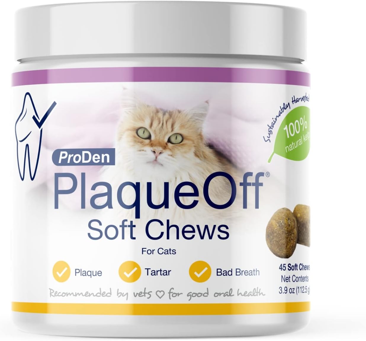 ProDen PlaqueOff Masticables suaves con algas naturales  para gatos de todas las razas  Apoya dientes normales, saludables y olor a aliento en gatos