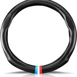 Ergocar Funda de volante de material de fibra de carbono, antideslizante, transpirable, absorbente de sudor, funda deportiva de moda para volante de Ergocar Funda de volante de material de fibra de carbono, antideslizante, transpirable, absorbente de sudor, funda deportiva de moda para volante de