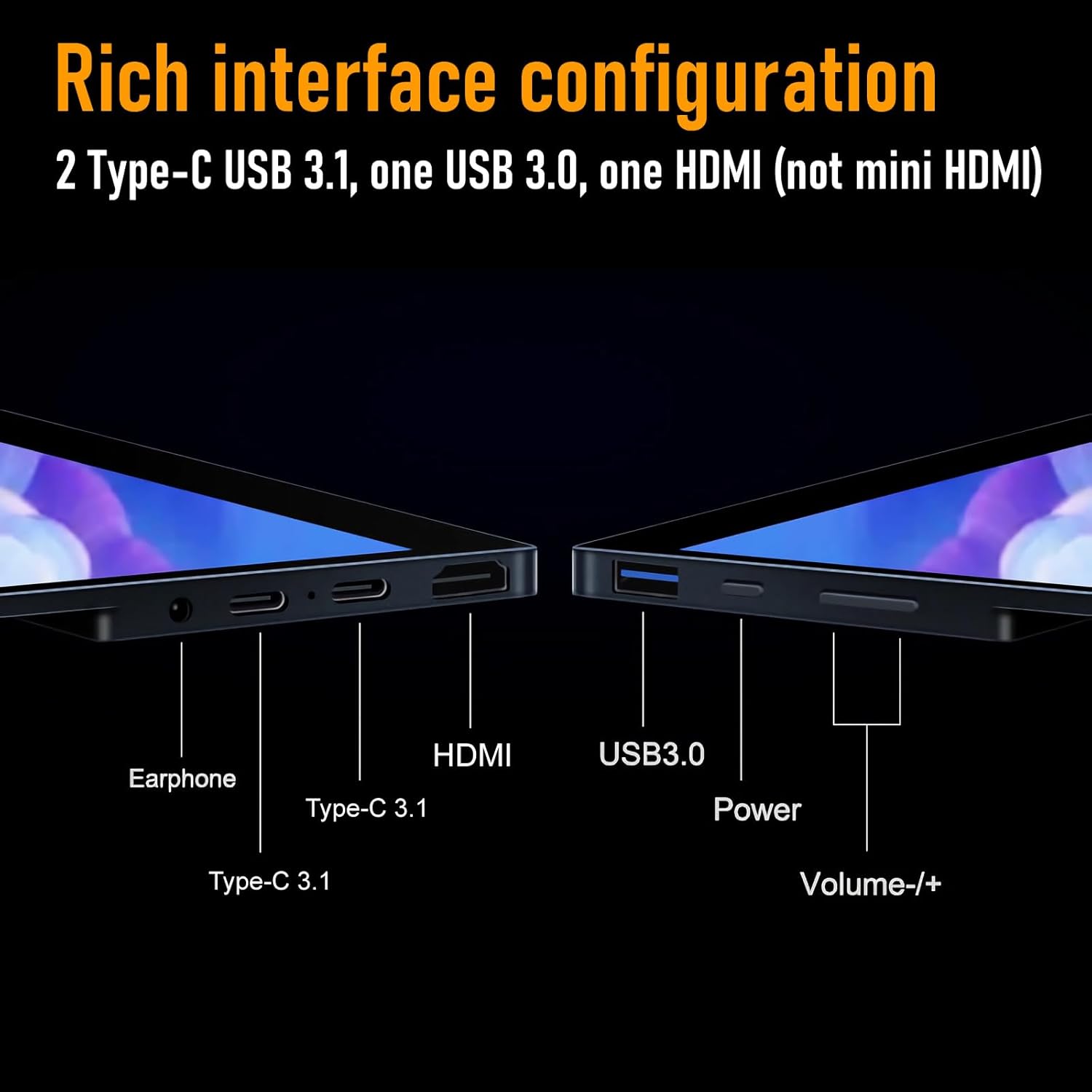 Bimawen Monitor portátil de pantalla táctil OLED 4K de 13.3 pulgadas, monitor de viaje ultra delgado con soporte integrado, 400 liendres, 0.157 in