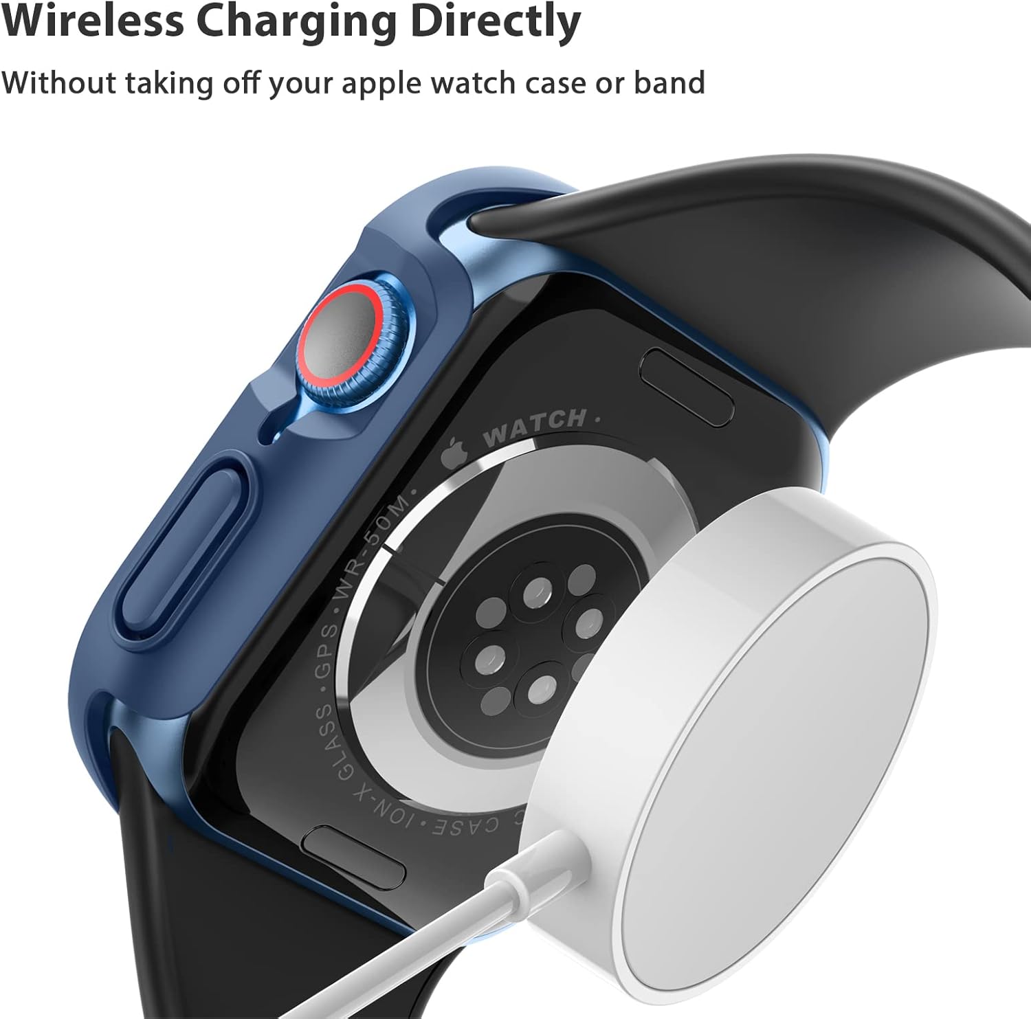 Vancle Funda para Apple Watch Series 8 Series 7 Protector de pantalla de 1.614 in, cubierta protectora completa de policarbonato duro con vidrio