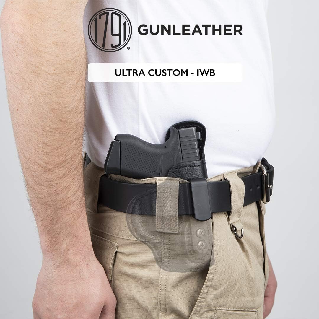 1791 GUNLEATHER Funda de cuero ultra personalizada para Sig P226, S&W MP Shield, Glock 19, Ruger SR9 y marcos similares – Funda IWB CCW – Funda de