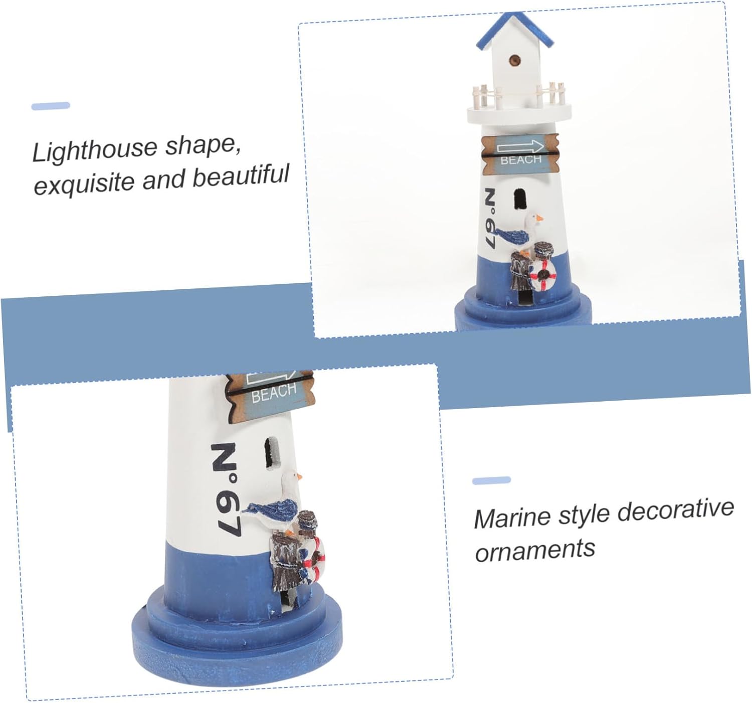 Abaodam 2pcs Lighthouse Ornaments Dining Table Decor Rustic Decorations Ocean Decor Beach Lighthouse Desk Topper Desktop Lighthouse Figurine