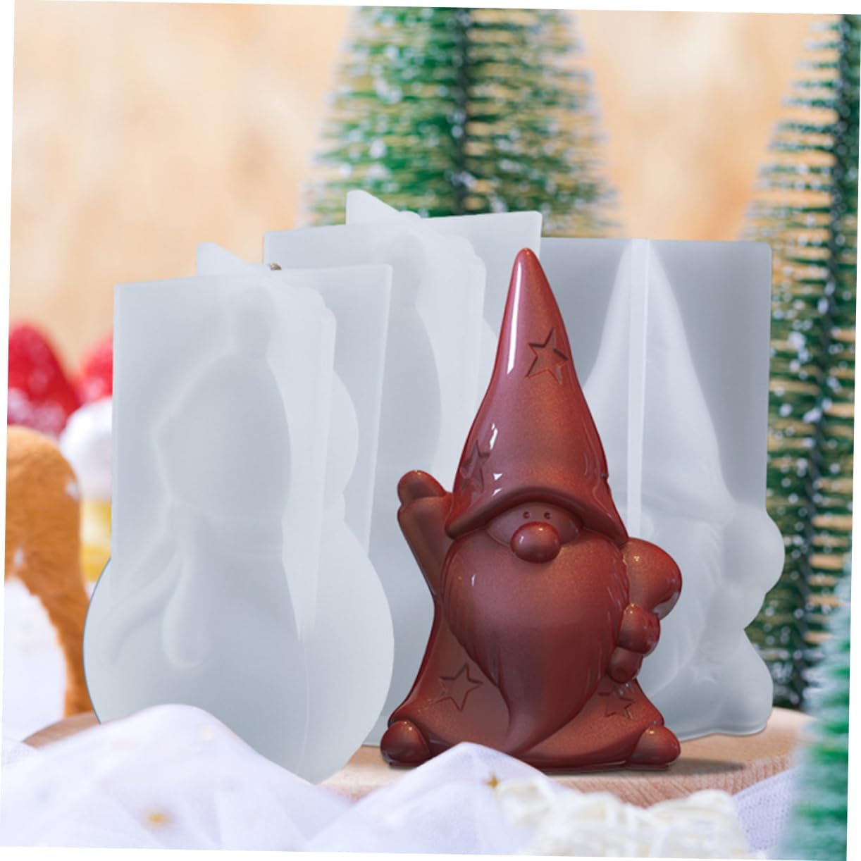 TEHAUX 6 Pcs Christmas Stencils Christmas Craft Santa Candle Christmas Cake Silicone Resin Casting Santa Soap Christmas Decor Tabletop Ornament Mold